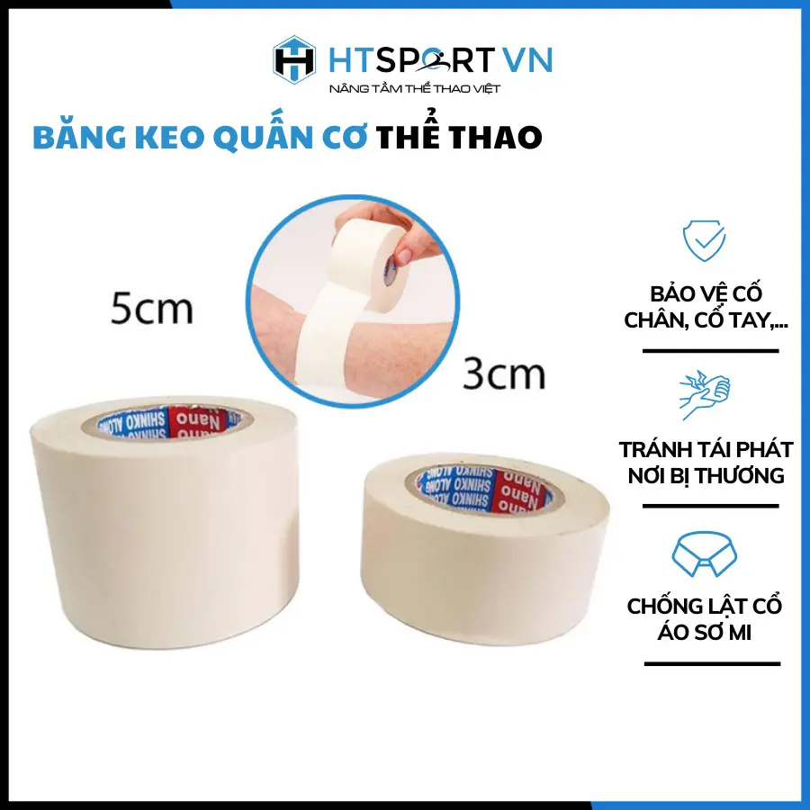 Băng keo thể thao, Băng keo quấn cơ đá bóng đá banh bảo vệ cổ tay cổ chân đầu gối chơi tenis cầu lông ( Cuộn nhỏ 3CM)