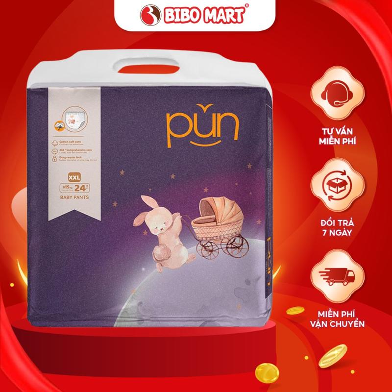 Tã - Bỉm Quần Pun Baby Pants Cho Bé Siêu Khô Thoáng Thấm Hút Nhanh Size M30 L28 XL26 XXL24 - Bibo Mart