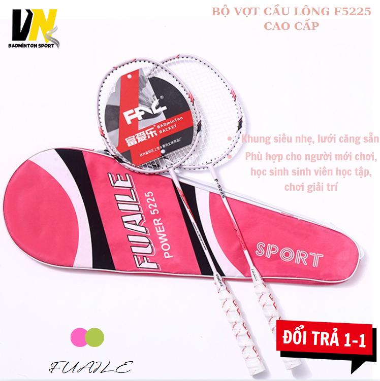 Bộ 2 Cái Vợt Cầu Lông Cao Cấp King 5225, bộ vợt cầu lông giá rẻ tặng bao, bộ vợt cầu lông màu hồng cho học sinh