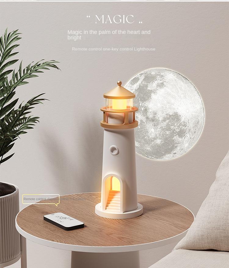Product Introduction of Moonlight Lighthouse Projection Atmosphere Nightlight Bedroom Bedhead Desk Lamp Living Room Decoration 6
