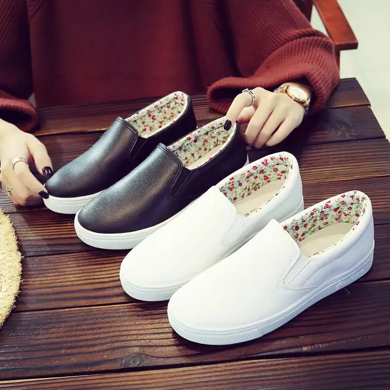 TWOSTEPS HOT SALE Pu Leather Loafers For Women Floral Lining Slip-on Shoes All-Match Flat Shoes For Pregnant Women
