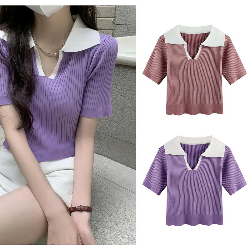Dahyun Atasan Kaos Knit Crop Top Knitwear 4