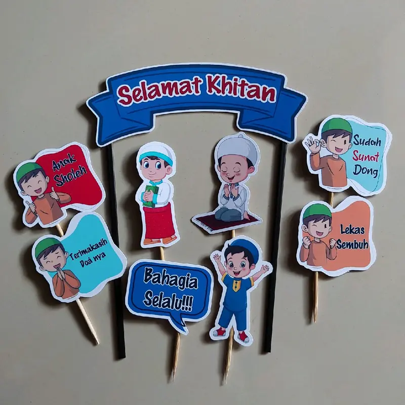 topper khitan/selamat khitan/hiasan kue sunatan (1 set siap pakai) Topper Kue Ulang tahun Cake 0