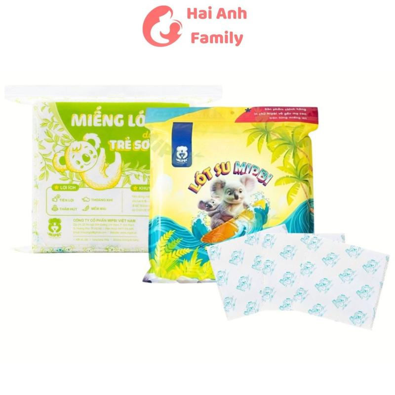Lót su sơ sinh Mipbi miếng lót phân su 3 lớp siêu thấm mềm mại cho bé sơ sinh túi 30 miếng