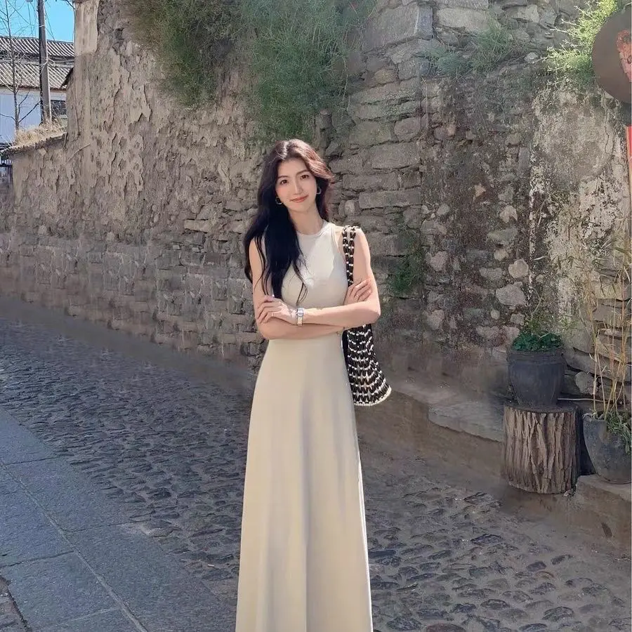 WOMEN'S French sleepveless vest dress 2024 New Hepburn style A- line dress