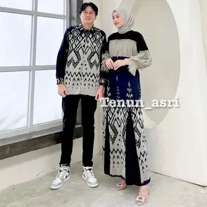 [Ready Stock] Set couple Tenun Rahayu Dress pakian pria wanita couple baju kondangan prewedding Gamis Panjang Pendek Tebal Pasangan Keluarga Dewasa