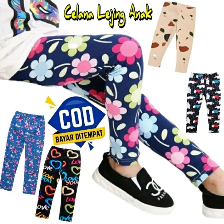 Promo Celana Lagging Anak Motif Random Bunga / Leging Motif Anak Random Bunga Bunga Pinggang Tinggi 2