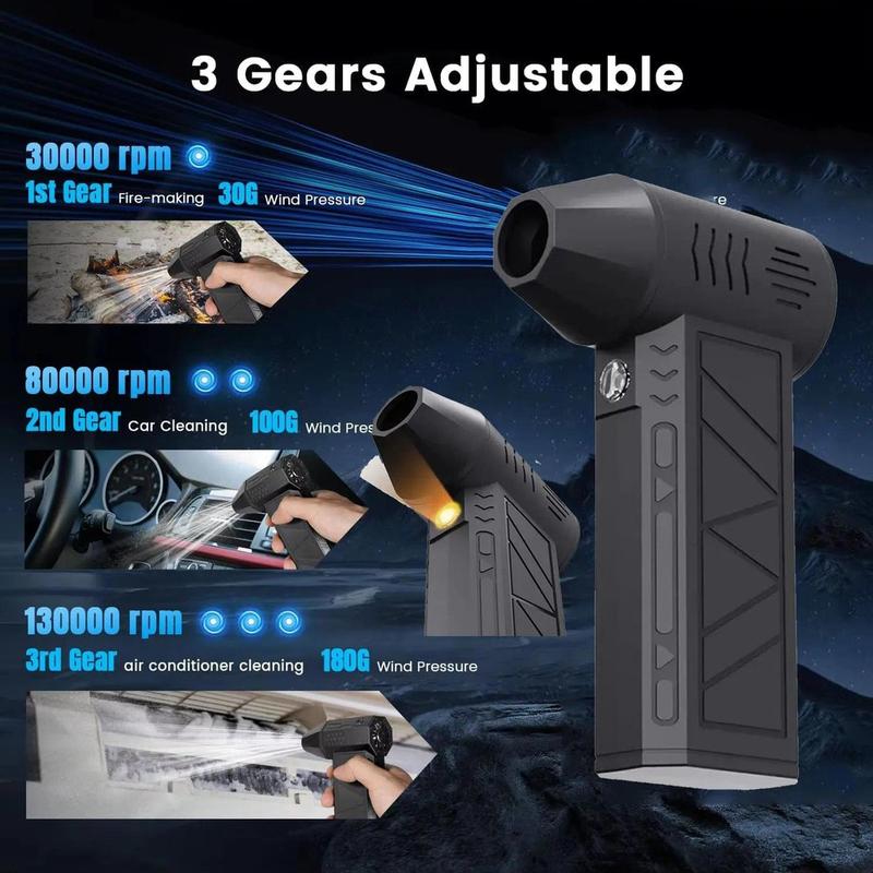 Máy thổi khí 130000RPM MỚI có vòi phun phụ Quạt phản lực Turbo Tốc độ gió 52m/giây Máy thổi điện có đèn thổi bụi sấy khô
