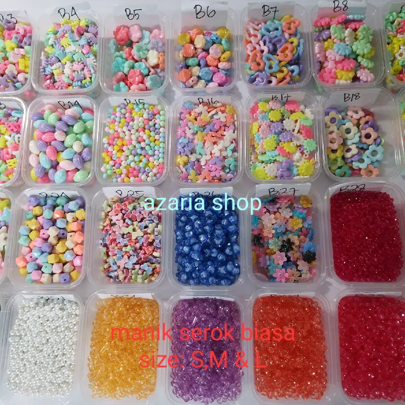 manik serok biasa - manik gelang , cincin, kalung per pouch bebas pilih motif 0