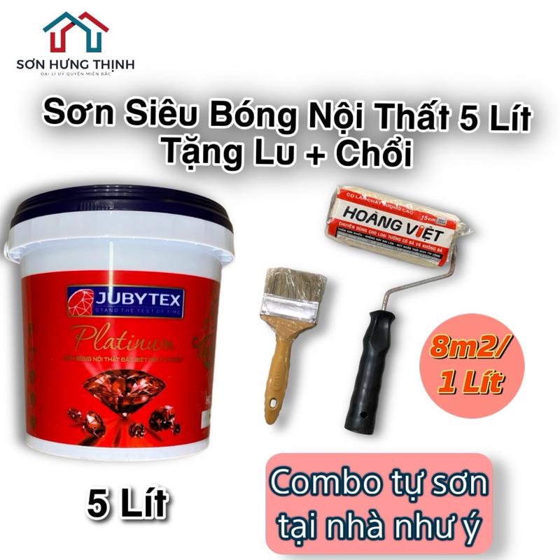  Combo Sơn Nội Thất Siêu Bóng Jubytex 5 Lít Sơn Trong Nhà sơn với bộ dụng cụ sơn nước  Tặng Lu + Chổi sơn  sơn nhà tự sơn tại nhà sơn decor phòng sơn phòng sơn màu trắng sứ 