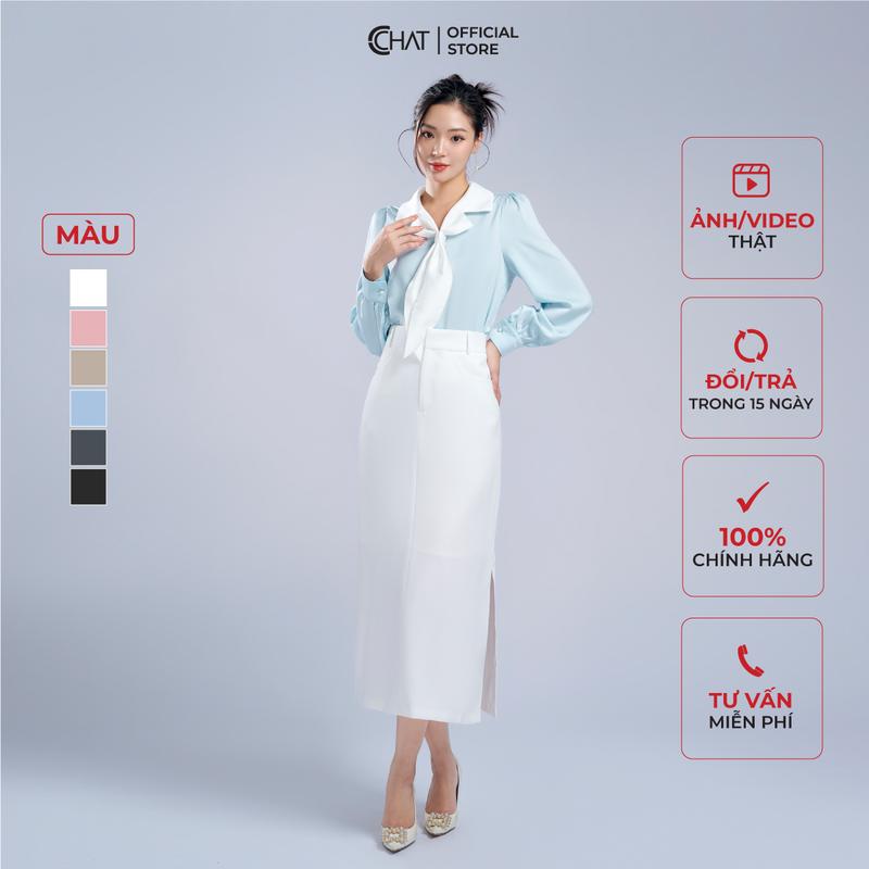 Product Introduction of Chân Váy Nữ CCHAT TTMS Dáng Xẻ 1 Bên Chất Tuytsi 13CDS2022AT 1