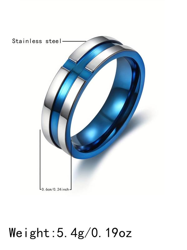 Simple Stainless Steel Cross Ring, Minimalist Two Tone Ring, Fashion Elegant Men's and Women's Jewelry Accessories 1