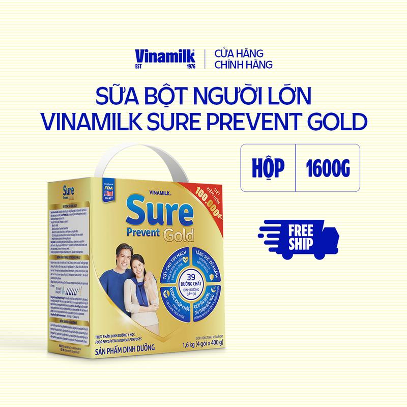 Sữa bột cho người lớn tuổi Vinamilk Sure Prevent 1600g (4 túi x 400g)