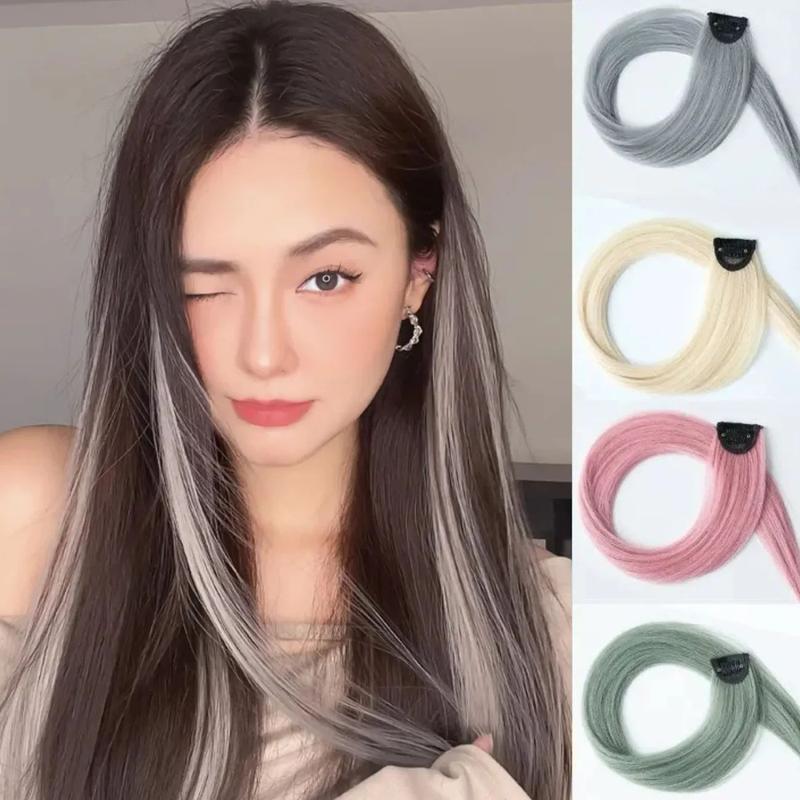 Sambungan Rambut Lurus Satu Keping, Set Rambut Palsu Warna Dicelup ...