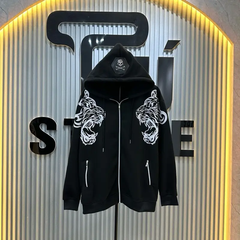 Áo Khoác Hoodie PP Hổ Trắng Mũ Logo Kim Loại Hai Lớp Chất Nỉ Bông HOTTREND Nam Nữ