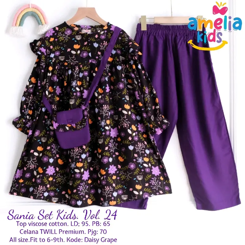 SANIA SET KIDS SETELAN GAMIS ANAK PEREMPUAN UNTUK USIA 6-9 TAHUN FREE POUNCH 7