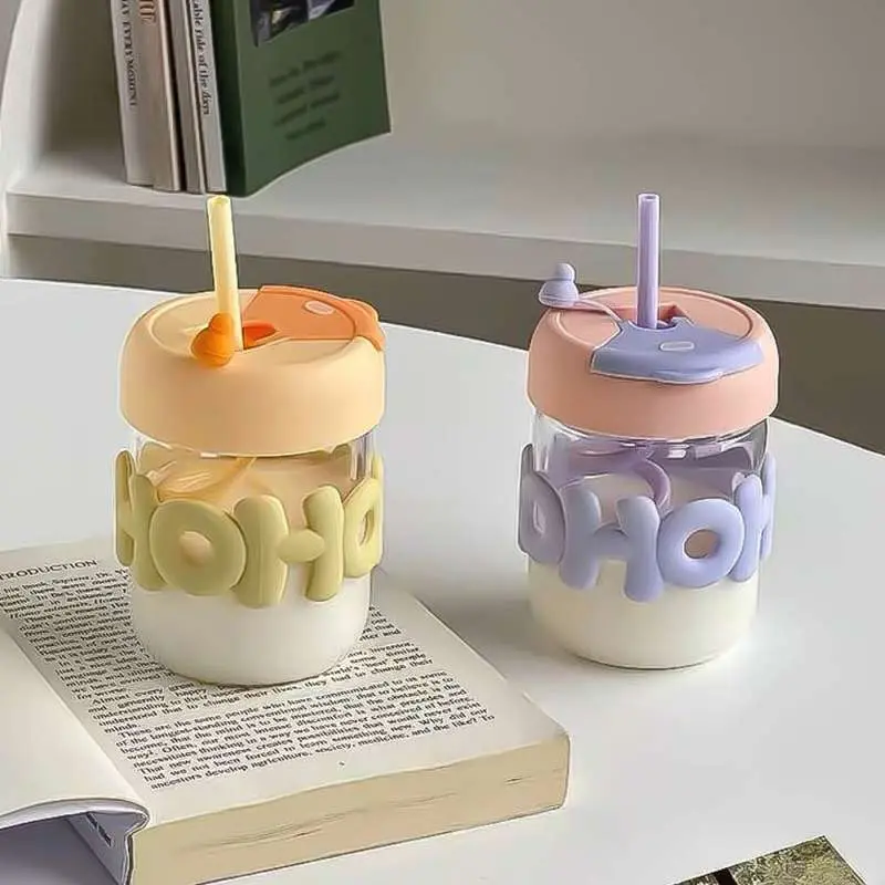B ( B140 ) GELAS MINUM KACA HOHO TUMBLER KACA AESTHETIC CUP KACA SIMPLE ELEGAN NO DUS 1