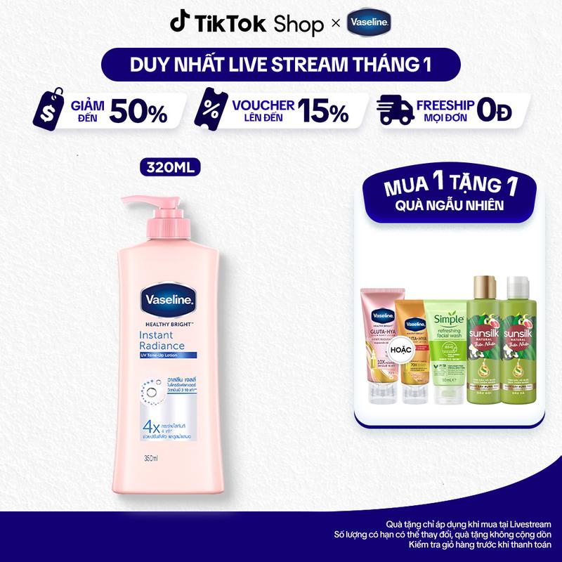   1  Sữa Dưỡng Thể Vaseline Healthy Bright Instant Radiance Lotion Hỗ Trợ Dưỡng Da Body Nữ 350ML 