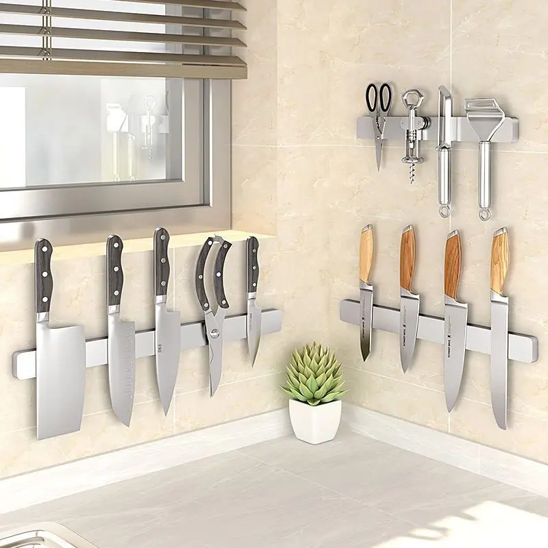 Giá Để Dao Từ Tính, Chất Liệu Thép Không Gỉ 304, Treo Tường Không Cần Đục Lỗ, Cho Nhà Bếp, Giá Để Đồ, Kệ Để Đồ, Khung Dụng Cụ 5