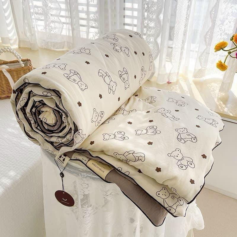 Chăn cotton đũi hàn quốc kích thước 2mx2m3nhập khẩu , Mền hè đũi cotton chất liệu mềm mại thoáng mát mẫu mới 2023 7