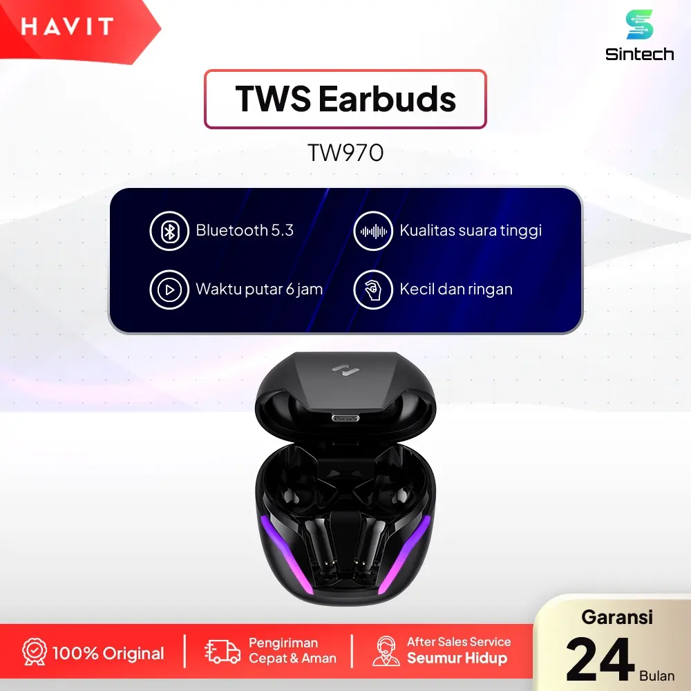 HAVIT TWS Earbuds TW970 | Earbuds TWS Bluetooth Play Time 3 to 6 H, Talk Time 4 H Earphones Wireless