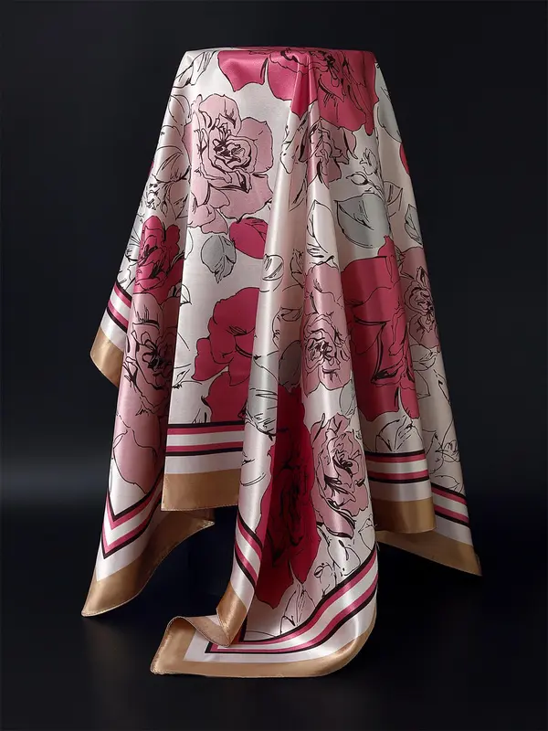 Floral Print Head Scarf, Fashionable Soft Comfortable Shawl for Daily Wear, Casual Versatile Scarf for Women & Men 3