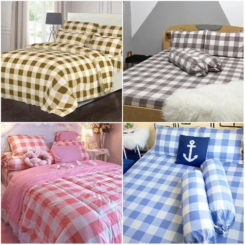TERLARIS Sprei Kotak Emely Korean Style Katun Lembut Anti Luntur Include Sarban dan Sargul King Size 180 x 200 Terbaru 2
