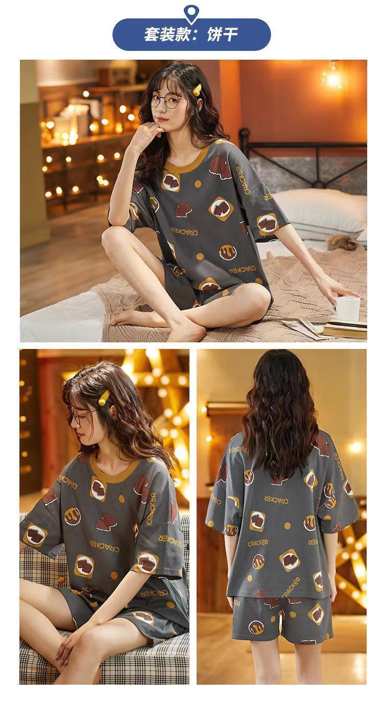 Product Introduction of M-XXL Pajamas Women's Summer Short Sleeve plus Size Thin Cute Shorts Loose Suitable for Daily Wear Homewear Suit 10