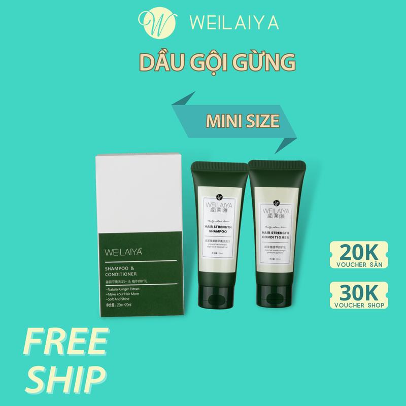  Bộ dầu gội xả gừng Weilaiya hỗ trợ giảm rụng tóc Mini size 20ml 