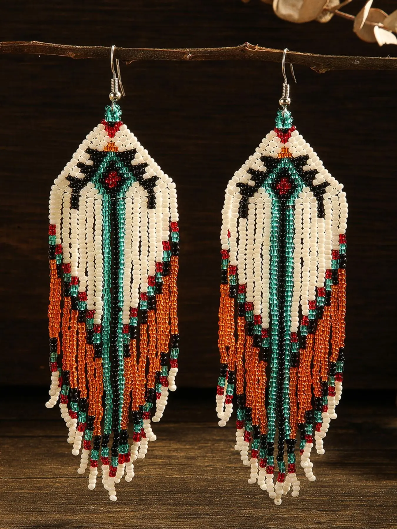 Boho Style Beaded Tassel Decor Dangle Earrings (1 Pair), Vintage Drop Earrings for Women, Fashion Trendy Jewelry Gift for Party and Daily Life