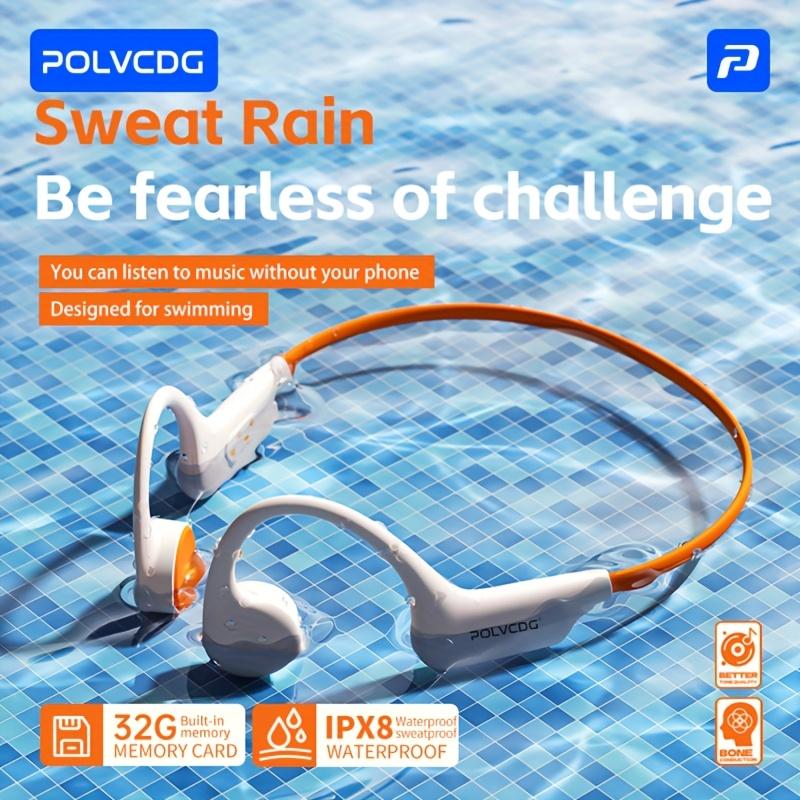 tai nghe không dây truyền âm thanh bằng xương POLVCDG Audio X6 này có thời lượng pin 10 giờ, đạt chuẩn chống nước IPX8 và chỉ nặng 28 g.Với dung lượng lớn 32GB, nó phù hợp cho các hoạt động như bơi lội, đạp xe và chạy bộ