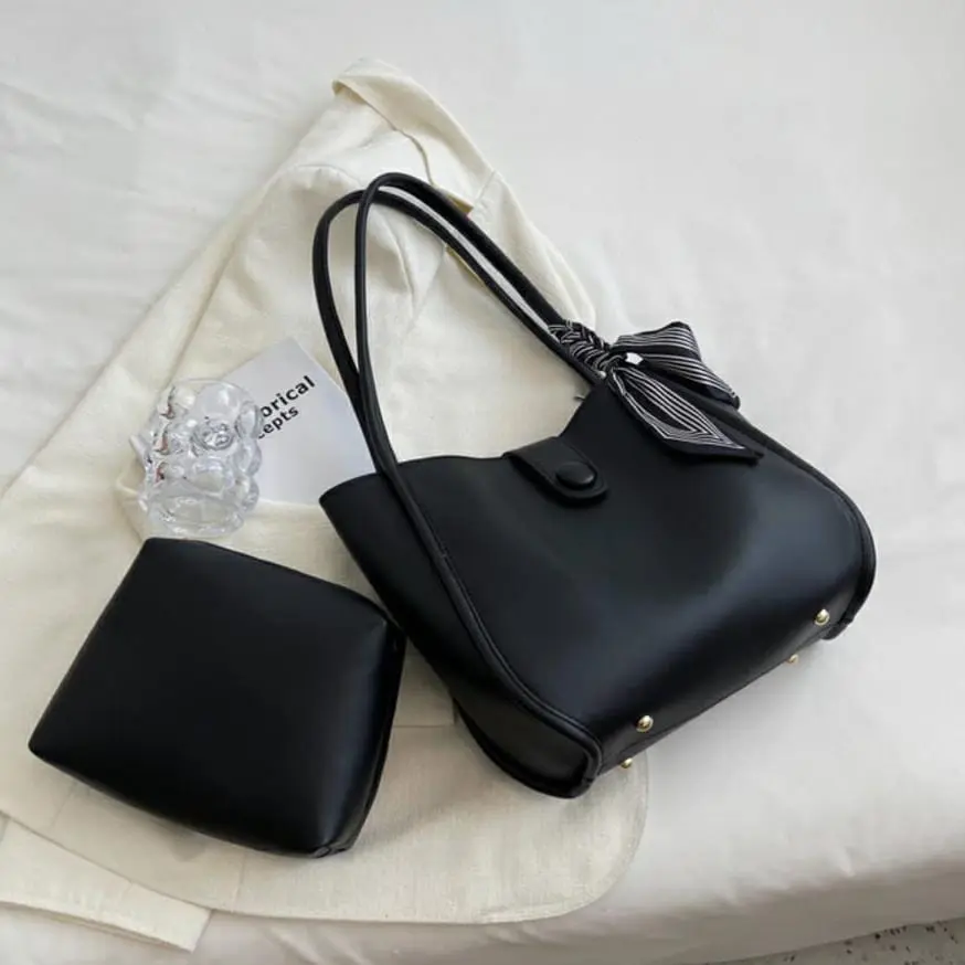 Tote Bag Wanita Tas Bahu Florida Free Pouch + Syal Twilly Polos Totebag Kulit Sintetis
