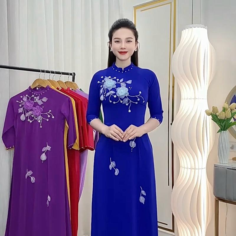 ÁO DÀI THÊU TAY LỤA MỸ CAO CẤP 6