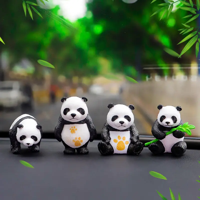 New Car Ornament Cute Panda Car Decoration Dashboard Decor Home Chinese Style Miniature Landscape Gardening