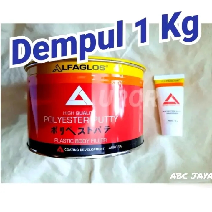 (JAWA-BALI) Dempul Alfa Alfaglos 1kg + Hardener Polyster Putty 2 Komponen Pengering 0