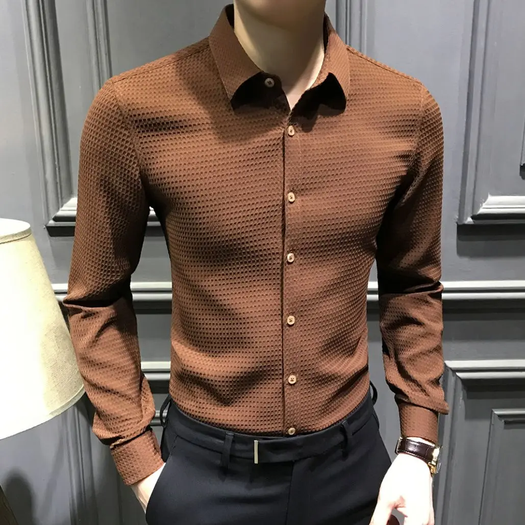 Áo Sơ Mi Cao Cấp, Dành Cho Nam Giới, Dài Tay Áo, Thích Hợp Cho Mùa Thu, Mỏng Vừa Vặn, Áo Sơ Mi Thường Ngày Thời Trang Hợp Xu hướng Áo Đẹp Trai, Hàng Mới Về Năm 2024