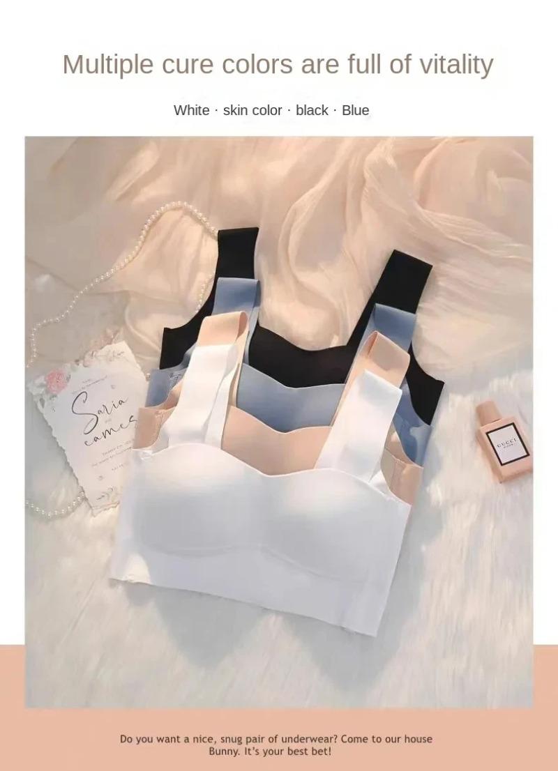Product Introduction of Women Seamless Silk Bra Removable Chest Pad Lifting Underwear No Steel Ring Breathable 7