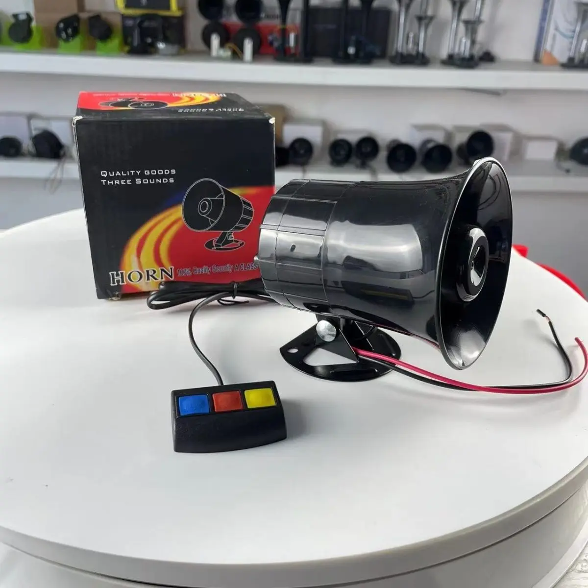 [90% Positive Rating] Car Motorcycle 12V Vehicle-mounted Three-tone Alarm Horn 3-tone Amplifier Modified Multi-tone Alarm Siren Horn