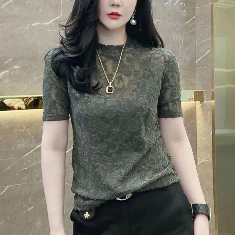 Product Introduction of Áo Sơ Mi Ren, Dành Cho Nữ, Áo Thun Ngắn Tay, Thời Trang, Jacquard Siêu Trong Suốt, Dệt Kim Mỏng, Thích Hợp Cho Mùa Hè Top Shirt 2