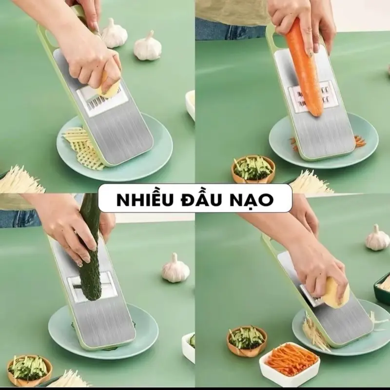 ￼Bộ nạo rau củ quả 5 lưỡi dao, INOX 304 không gỉ, đồ bào rau củ đa năng cao cấp đa năng tiện dụng nhà bếp 3