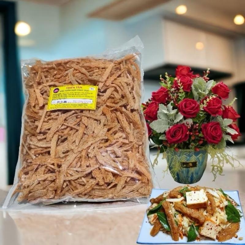   Cần chiên lên  Khô sườn non bịch 250g 500g khô chay xé sợi Thiện Tâm đã tẩm ướp sẵn gia vị 