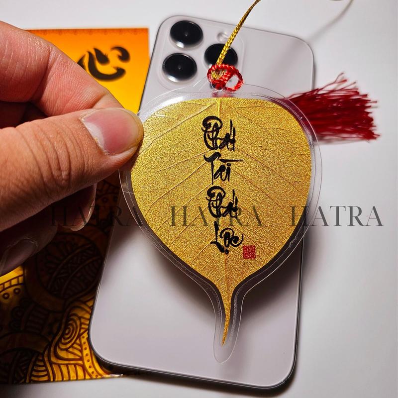 Product Introduction of Lá Bồ Đề Lộc Chữ Nhũ Vàng Cao Cấp - (Cầu Tài Lộc – May mắn – Bình An, Ốp điện thoại, Hàng loại 1) 16