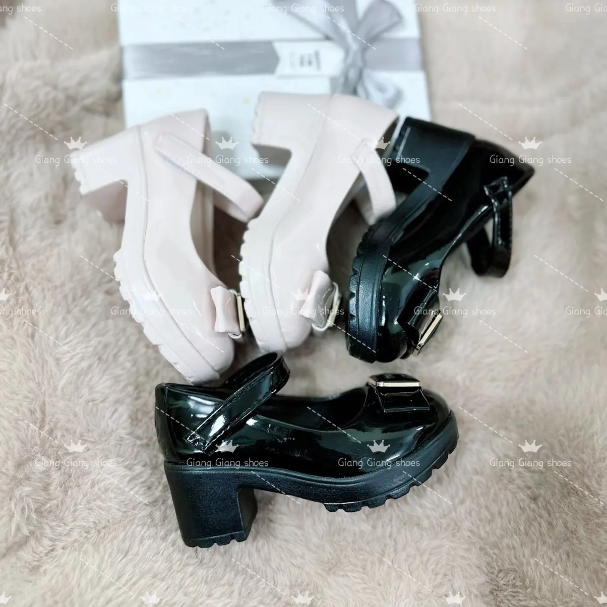 [From nhỏ tăng sz ] Giày cao gót nơ Nin Nin đế nhẹ, cao 4cm cho bé gái