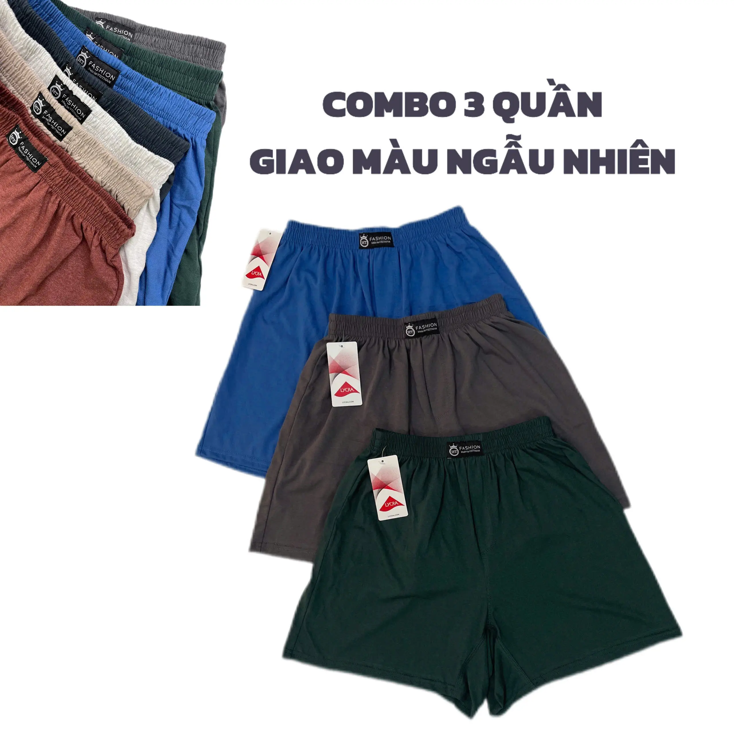 Quần Đùi Thun Cotton Màu Trơn Basic  Đáy Nem Co Giãn Cá Tính Menswear Quần Lót Boxer Sịp Quần Boxer