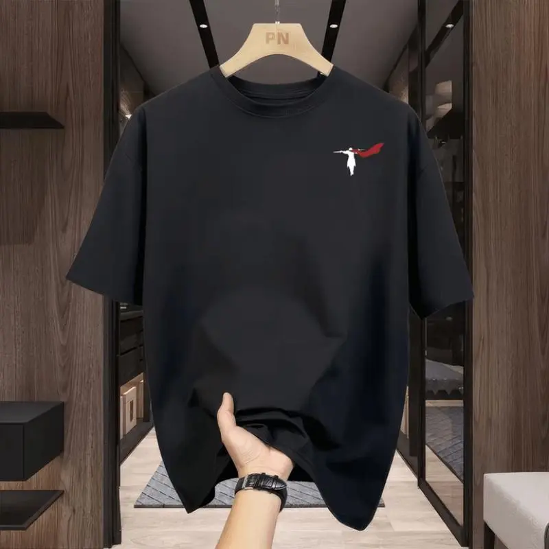 NEW Fashion Small Label Dicetak DIY Short Sleeve T-shirt Trendy Style 200g Heavy Cotton Men's and Women's Short Sleeve Fashion Essential Cartoon Animation T-shirt Bulat Combed Fit Kaos 3