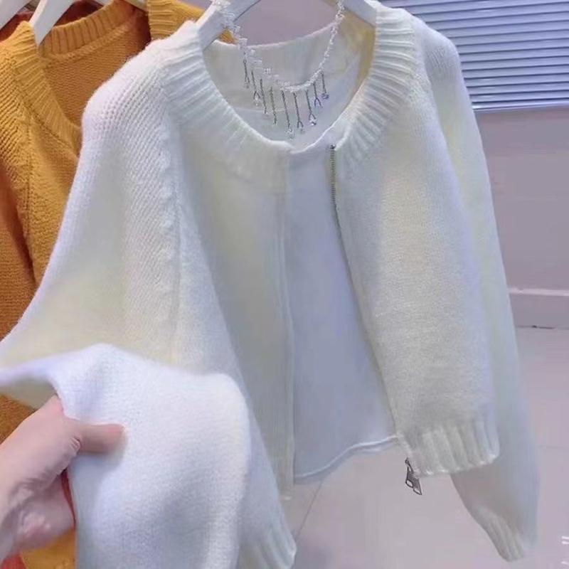Áo Khoác Cardigan Có Khóa Kéo, Dáng Ngắn Và Dáng Rộng Vừa Vặn, Màu Đỏ Hồng, Phong Cách # u3788 Nữ Women 3