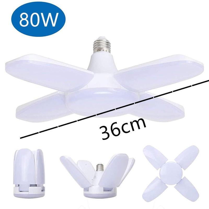Product Introduction of 80W Bulb Light 4+1 Foldable Fan Blade LED Light 6500K Power Various Scenes Deformable Multi-Purpose Lamp Ceiling Light and Deformable Design FAN BLADE BULB 16