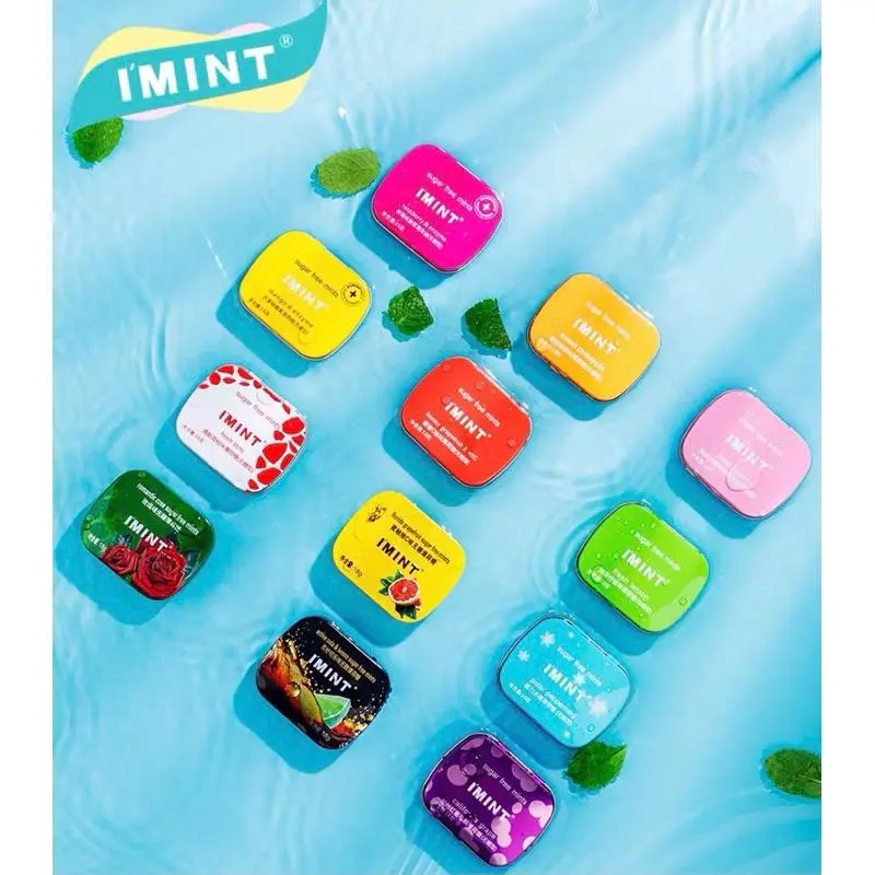 Kẹo Trái Cây Bạc Hà Không Đường Thơm Miệng IMINT Hộp Sắt - Ăn Vặt Nhà Nhi 0