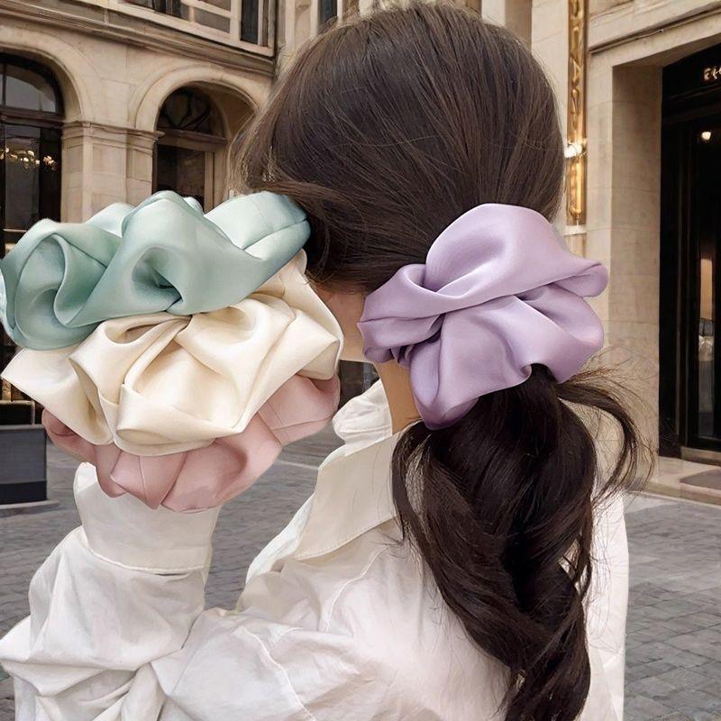 Product Introduction of Scrunchie Satin, Cỡ Lớn, Phong Cách Pháp, Dây Buộc Tóc Thanh Lịch, Phụ Kiện Tóc Búi Tóc Đơn Giản, Cho Bé Gái Và Phụ Nữ 0