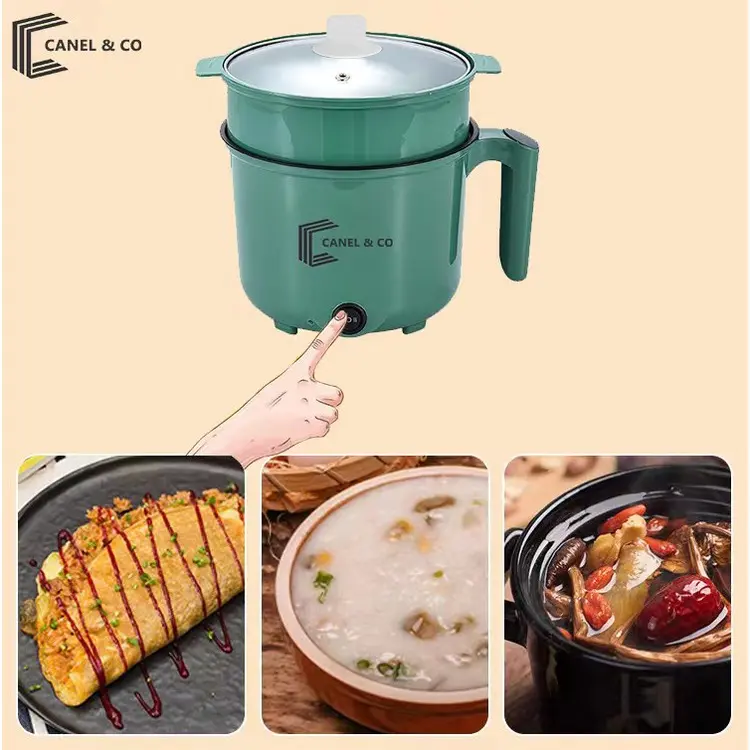 CANEL & CO Goreng Panci Listrik Multifunctional Electric Frying Pan Panci Listrik Lapisan Teflon/Panci Listrik Multifungsi Free Kukusan / Steamer  Lapis Keramik Teflon 7